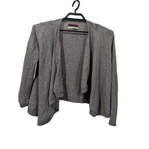 Velvet Gray Open Front Cardigan S 100% Cashmere Soft Cozy Womens Sweater Ribbed